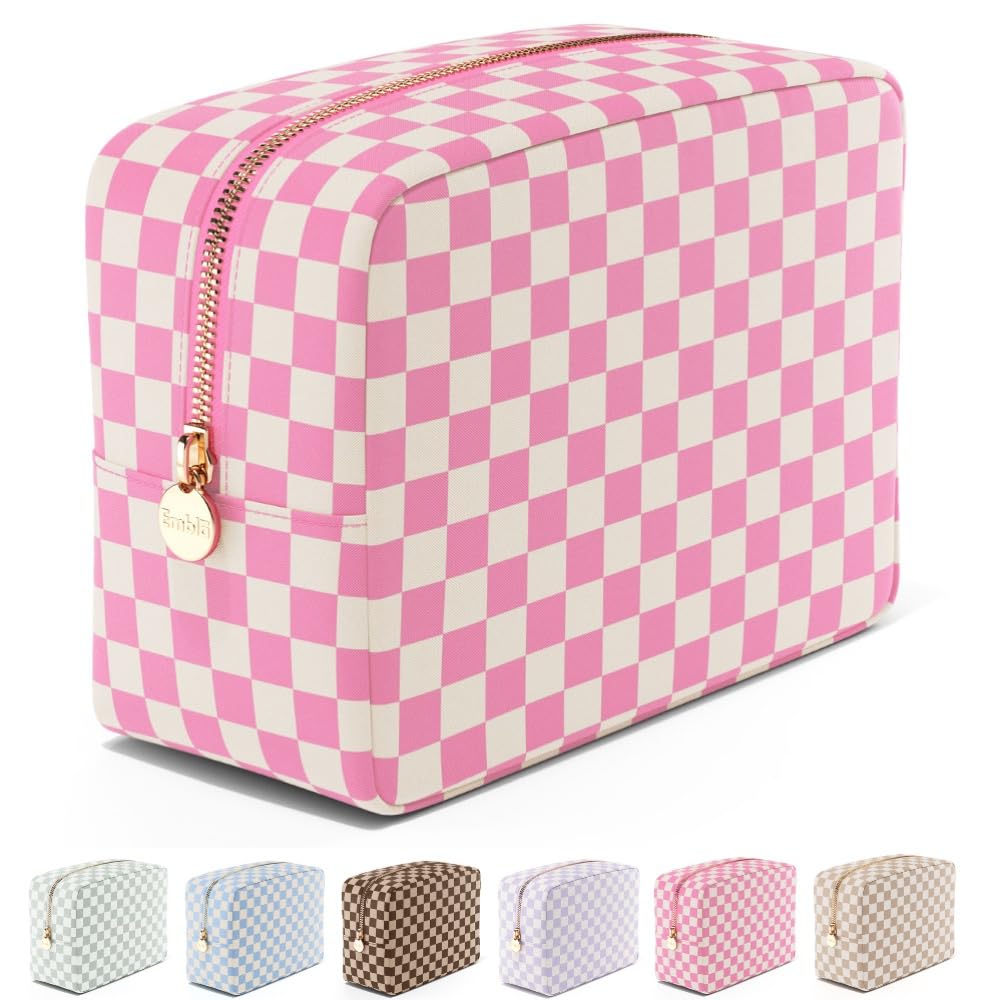 Embla Makeup Bag Travel Cosmetics Pouch and Toiletry Bag, Nylon Zipper Pouch Purse, Cute Make Up Organizer Storage Tote for Women Girls,Travel