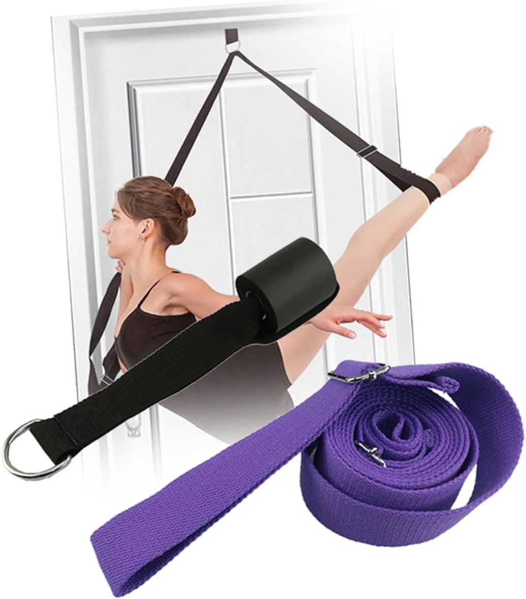 Durable Cotton Yoga Strap Exercise Stretching Strap for Yoga Fitness Physical Therapy Deep Purple Buckles for Enhanced Flexibility and Muscle