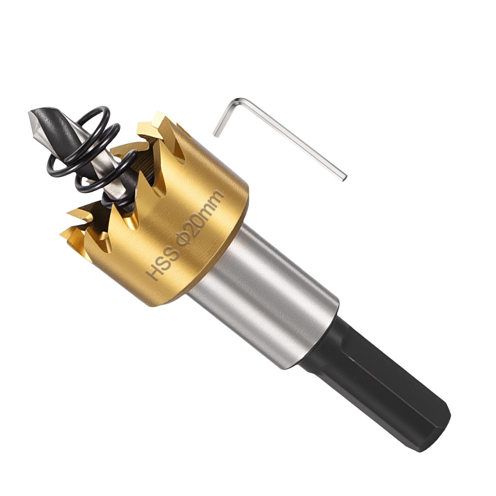 METALLIXITY Hole Saw 20mm (25/32"), M35 High Speed Steel Hole Cutter with Center Drill Bit, Hex Key and Spring