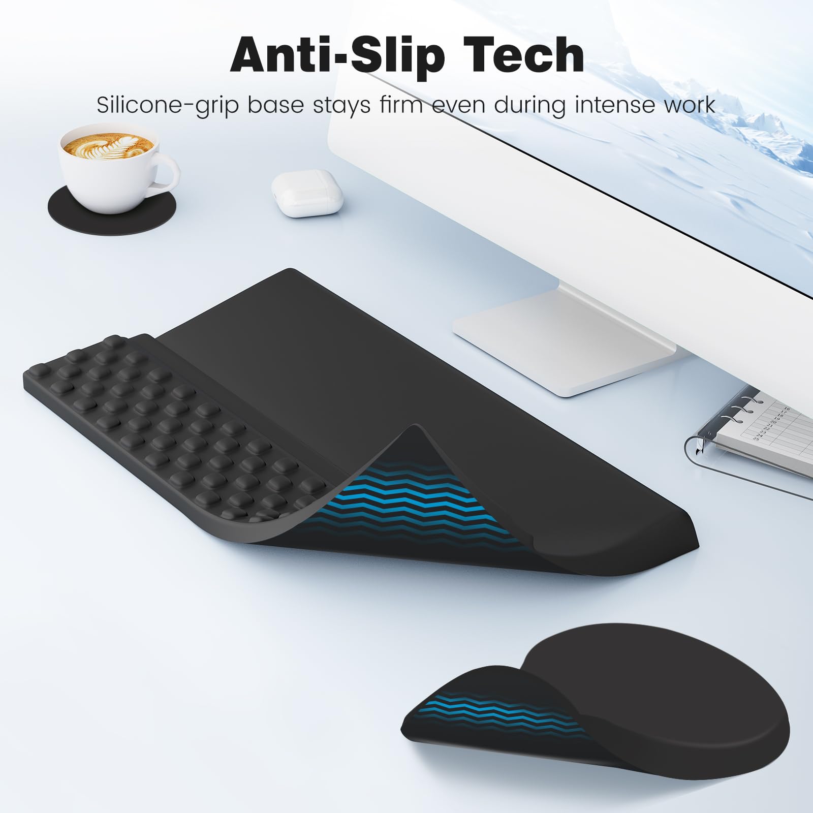 Ospelelf Set 3 in 1 con poggiapolsi e tappetino ergonomico per mouse