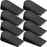 Frienda 8 Pack Large Door Stoppers Heavy Duty Rubber Door Stop Wedge Big Door Stopper for Bottom of Door Home Office School (Black)