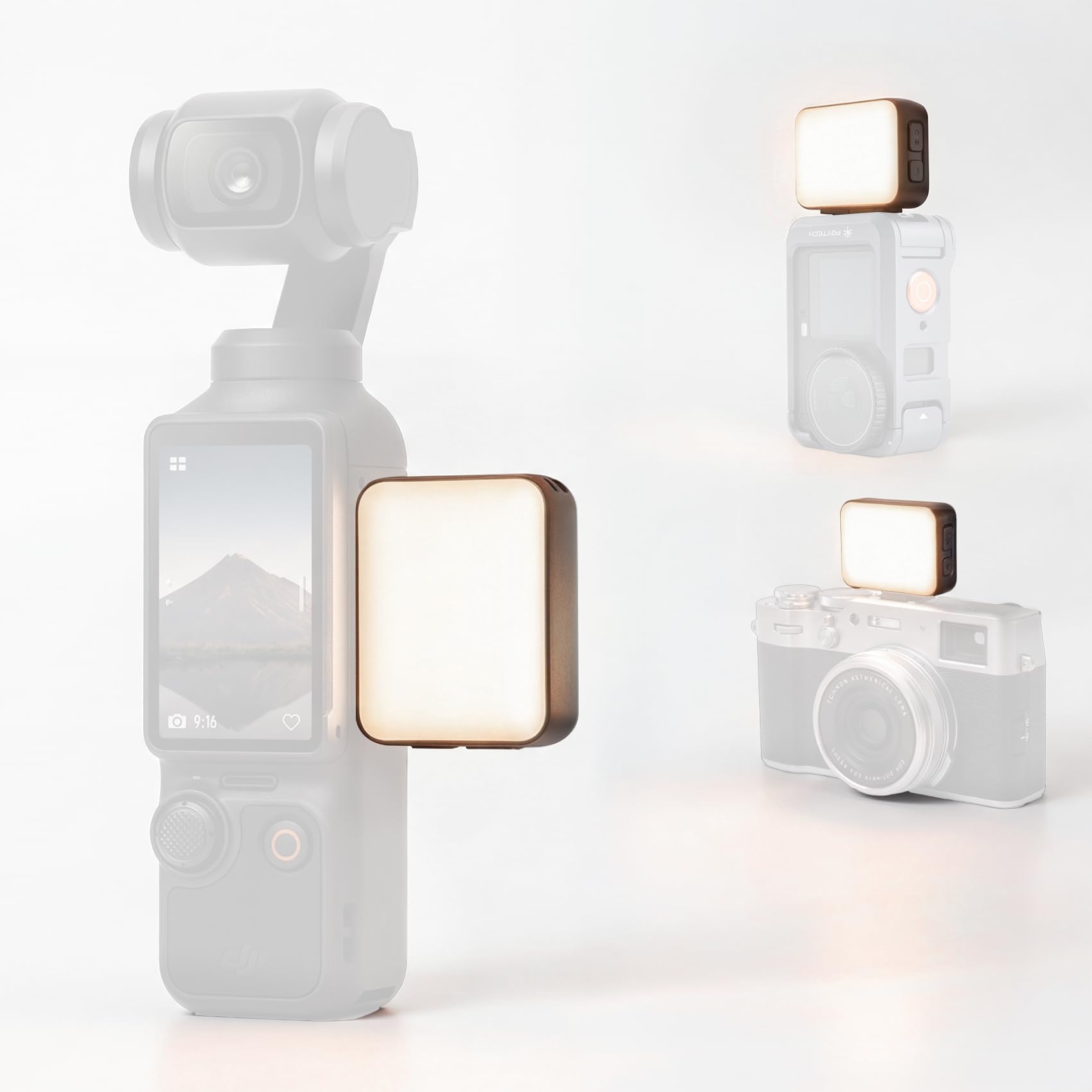PGYTECH Lumière d'appoint Magnétique pour DJI Osmo Pocket 3/4, Mini Lampe Vidéo LED avec Griffe Froide, Éclairage Vlog Portable 30g avec 3 Températures de Couleur