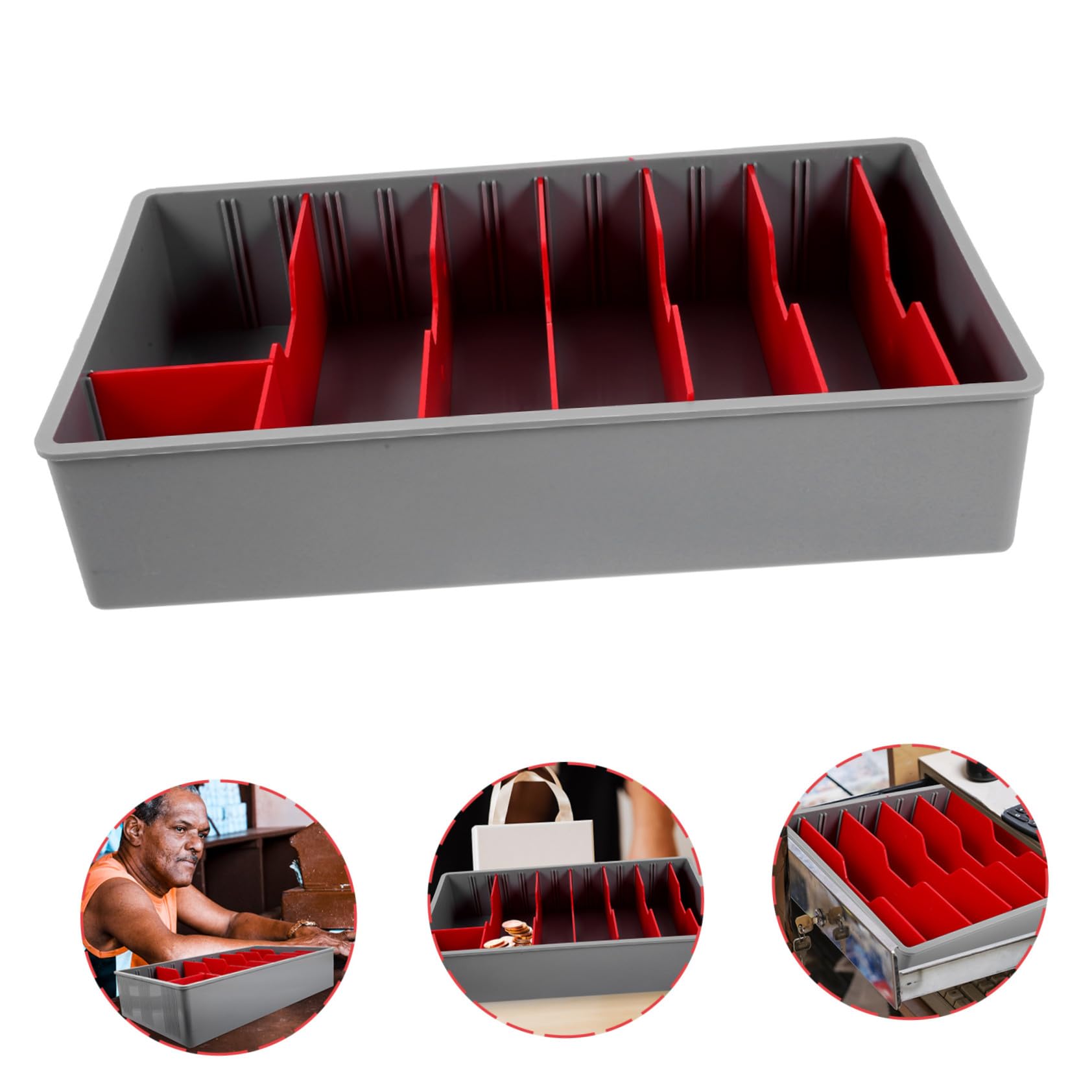 jojofuny Caja Organizadora de Plástico 5 Compartimentos Divididos para Dinero, Bandeja para Cajón de Caja Registradora Profesional y Práctica, Adecuado para Colegio y Tienda