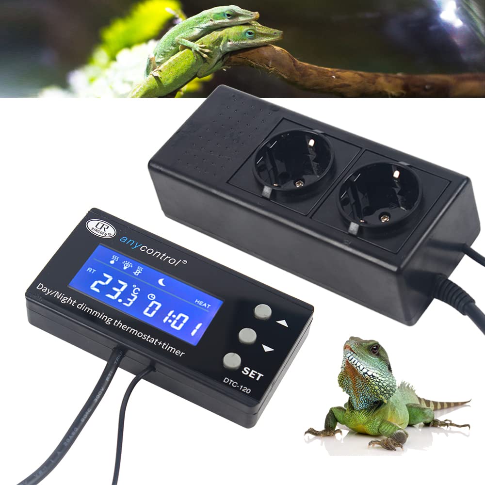 Terrarium Termostato Digitale con Regolatore PID Regolatore Temperatura 0-50°C Display LCD 16A/250V per Rettili Serra Acquario Incubazione Precisione di Misura 0,1°C