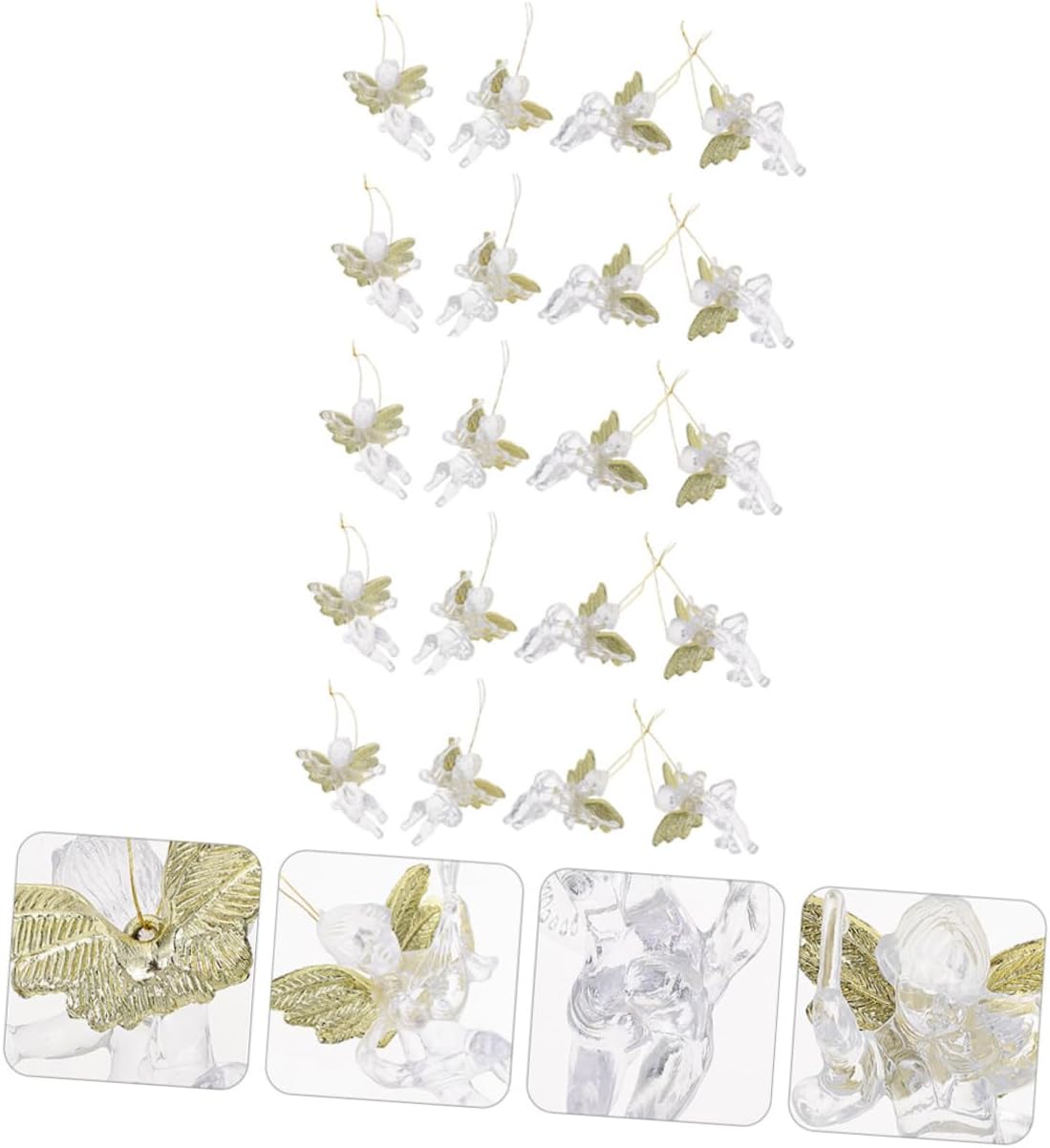 80 Pcs Transparent Angel Pendant Christmas Supplies Angle Doll Ornaments Christmas Tree Pendants Decorations Xmas Tree Household Plastic Decorative Items