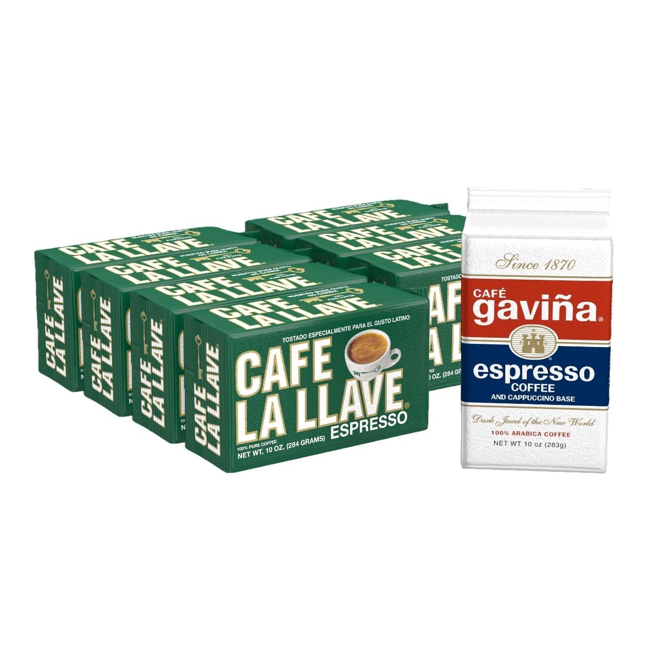 Cuban-Style Espresso Dark Roast Ground Coffee, 8-Pack, 10 oz Bricks, Includes 1 Bonus Cafe Gaviña – Rich Bold Flavor