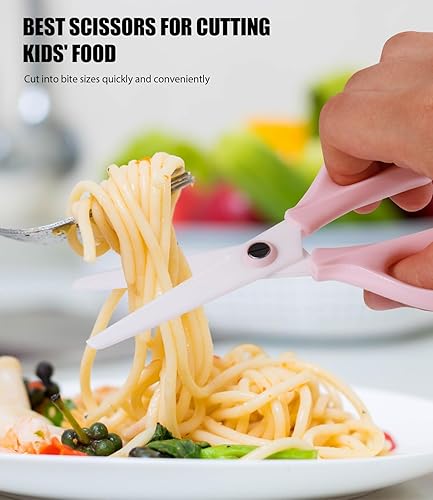 Miniatura 10 de Tijeras de comida para bebés, tijeras Kicthen - Paquete de 2 tijeras portátiles para niños saludables, tijeras de acero inoxidable con estuche de