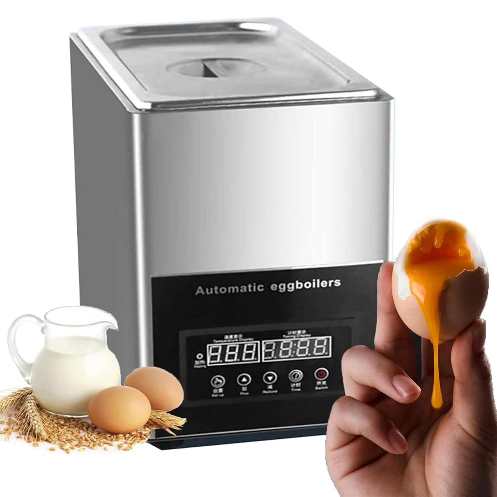 Intelligent Fully Automatic Half-cooked Egg Machine,50 Eggs Large Capacity Smart Soft-boiled Egg Machine with Timer, 0~99 Minutes, 9L Large Capacity for Restaurant