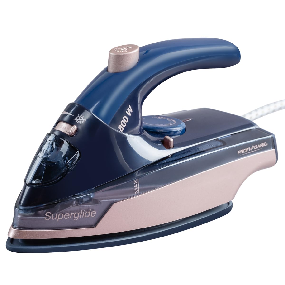 ProfiCare® Reisebügeleisen | Mini Bügeleisen mit klappbarem Griff | 800W | Keramiksohle | 40ml Wassertank | Reise Bügeleisen | Bügeleisen klein | Reisebügeleisen Dampf | PC DB 3125