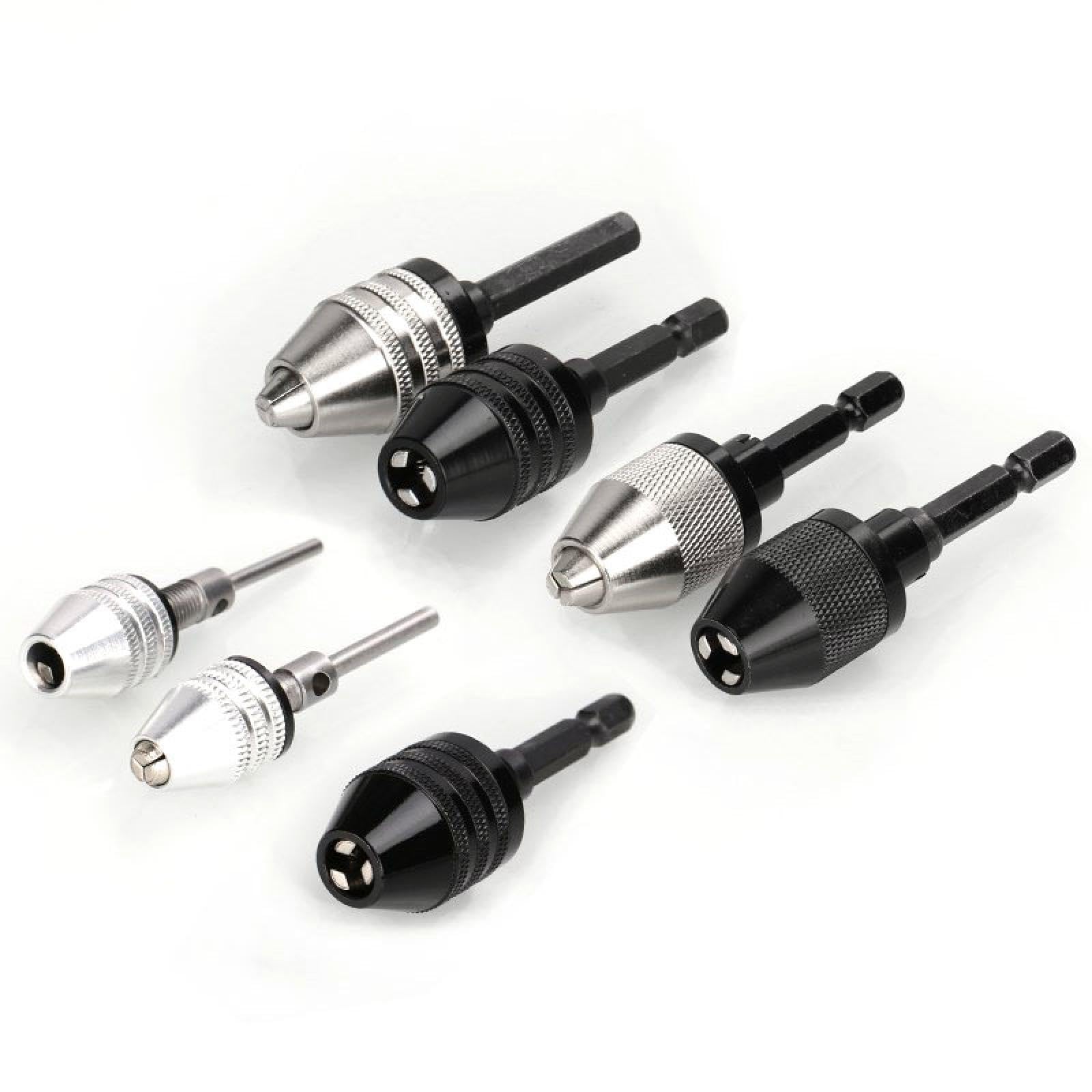 Mini mandrino autoserrante per punte da trapano elettriche, convertitore di pinza, estensione, adattatore per trapano, utensile di fissaggio, attacco esagonale da 1/4" (esagonale nero da 0,3 a 6,5)