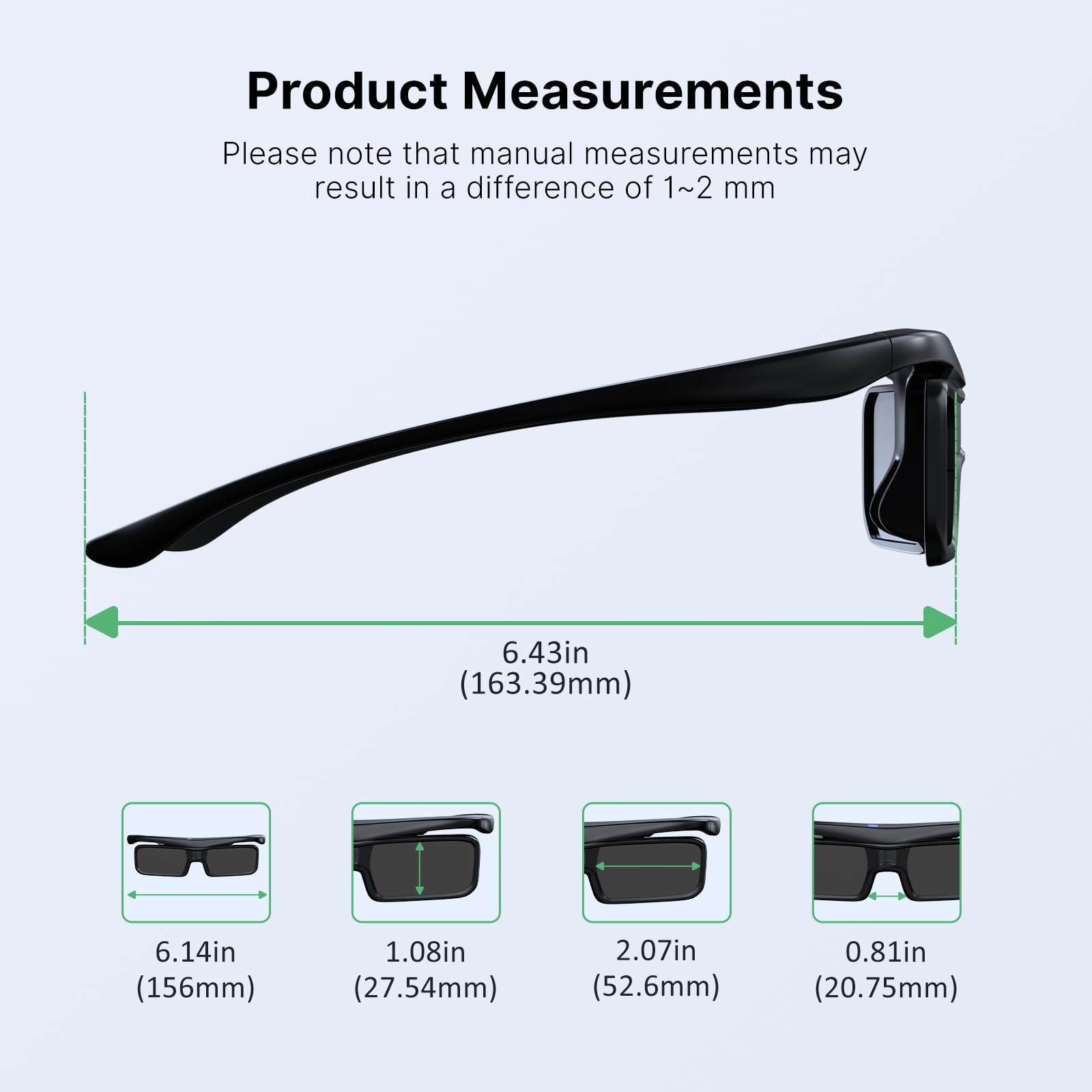 NexiGo DLP Link okulary 3D, możliwość ponownego ładowania, aktywne okulary z migawką 3D, kompatybilne z projektorami 3D Aurora, Aurora Pro, TriVision Ultra, Nova Mini i innymi projektorami DLP-Link