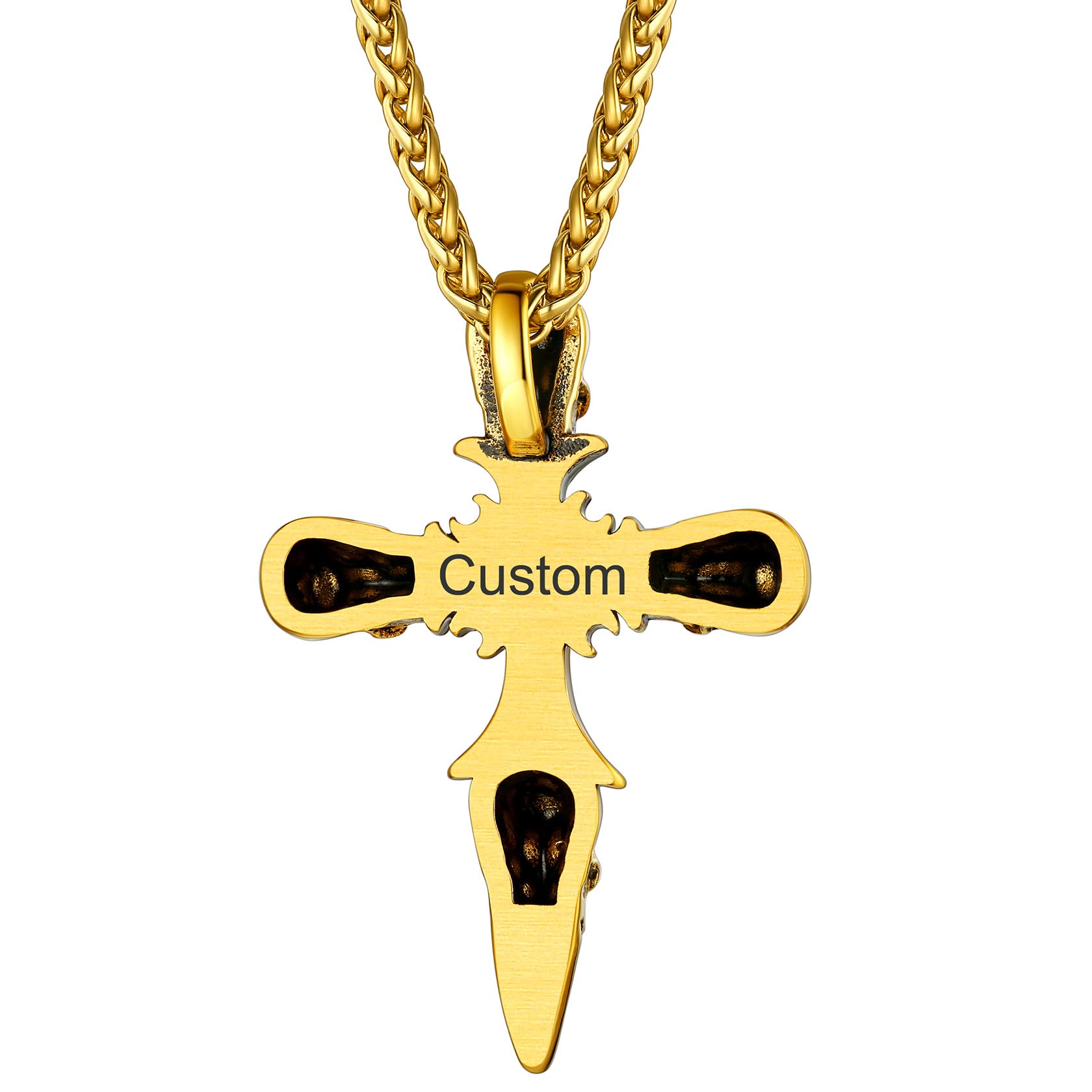 ChainsHouse Skull Necklace for Men, Retro Gothic Punk Jewelry Biker Necklace for Men Women Free Engraving Stainless Steel Dog Tag Pendant Necklace,