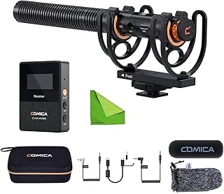 كوميكا ميكروفون سي في ام-VM30 لاسلكي بمكثف قلبي فائق 2.4 جيجا للكاميرا والهاتف الذكي والكمبيوتر الشخصي، أسود