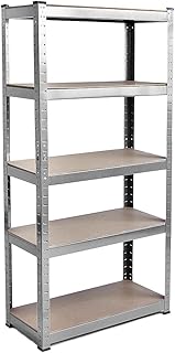 Home Discount - Scaffale con 5 ripiani resistenti per cucina, garage, capacità: 875 kg, zincato