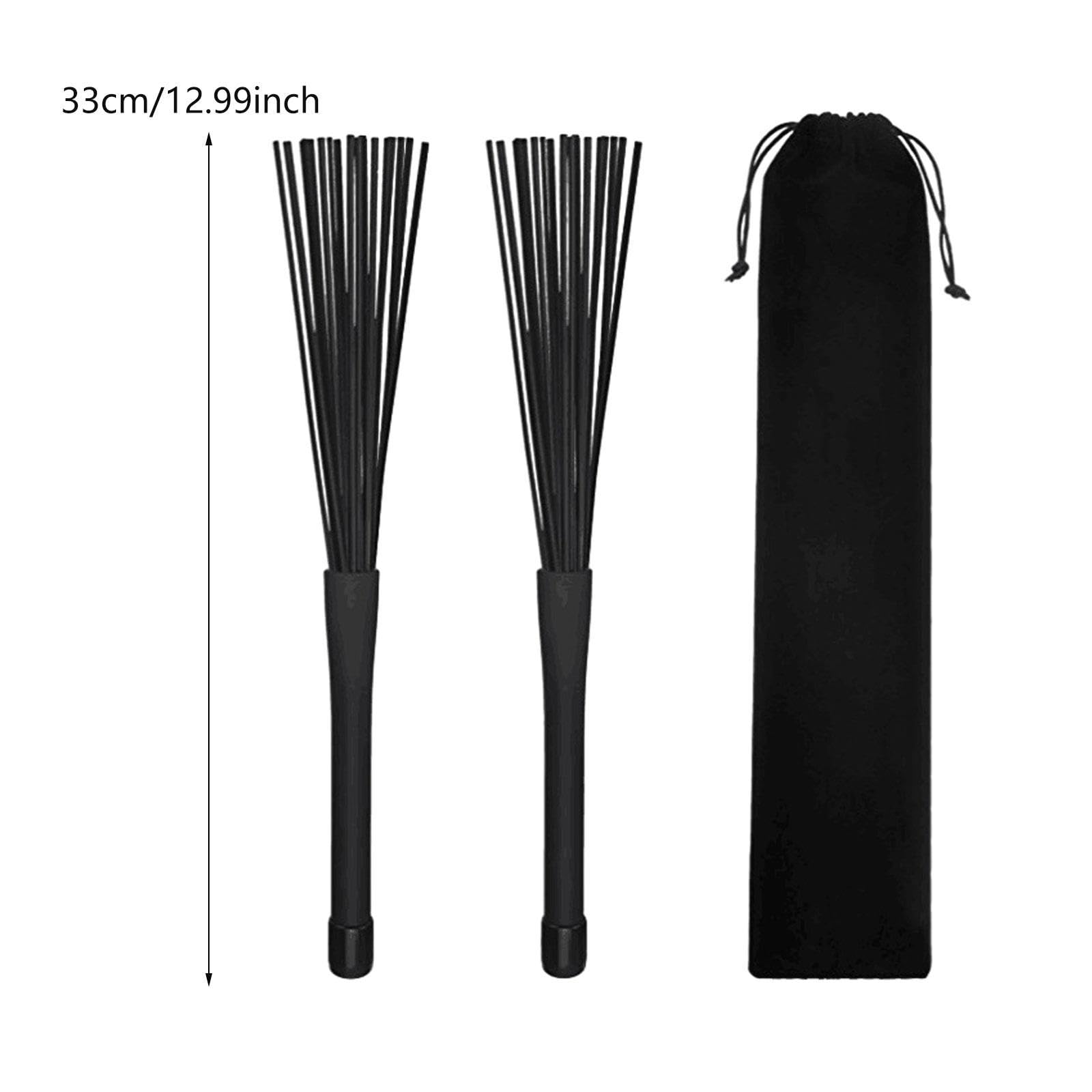 DYNWAVE Extendable Brushes for Drumming with Storage Pouch for Snare Practice, Black