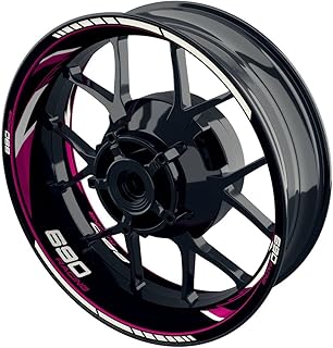 One-Wheel, Pegatina de llanta premium para KTM Duke 690, diseño de 690 Racing Razor, adhesivo para borde de llanta GP, adhesivo para moto, color rosa