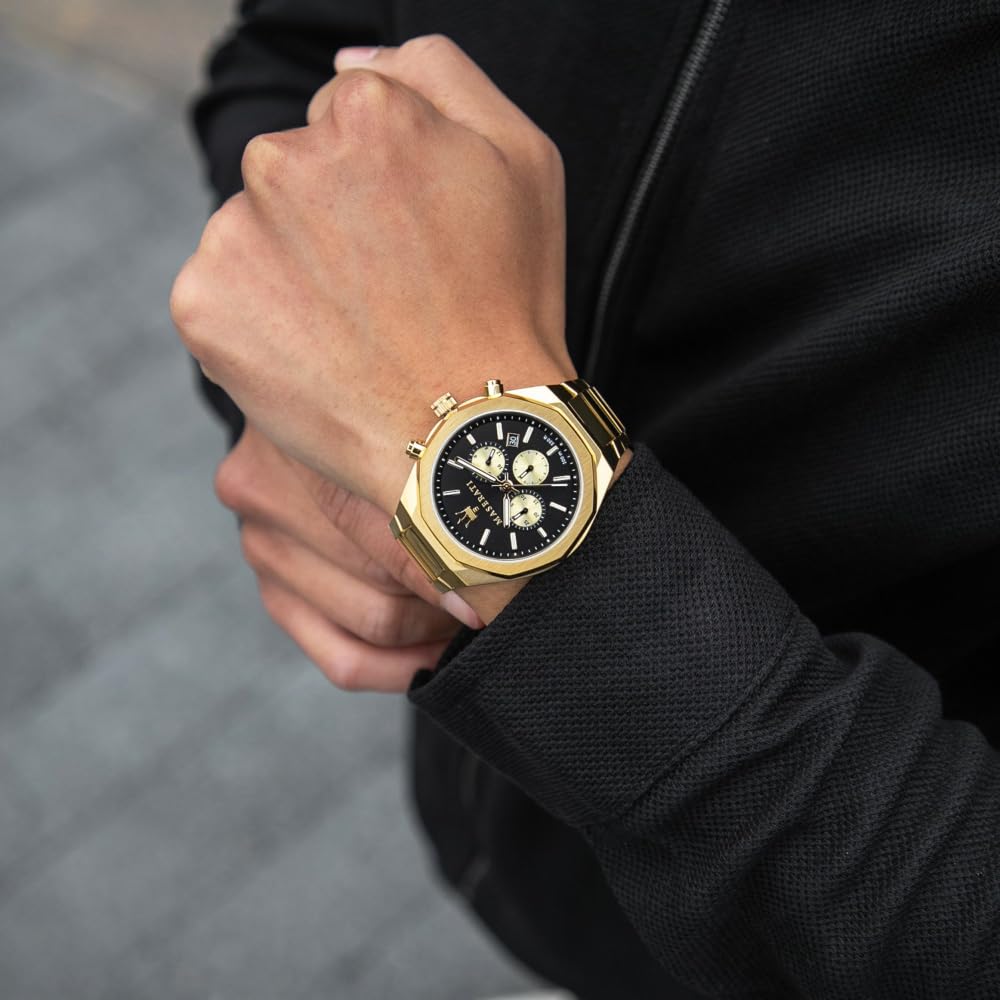 Maserati Reloj Hombre, Colección Stile, Cuarzo, Cronógrafo, en Acero, PVD Oro - R8873642001