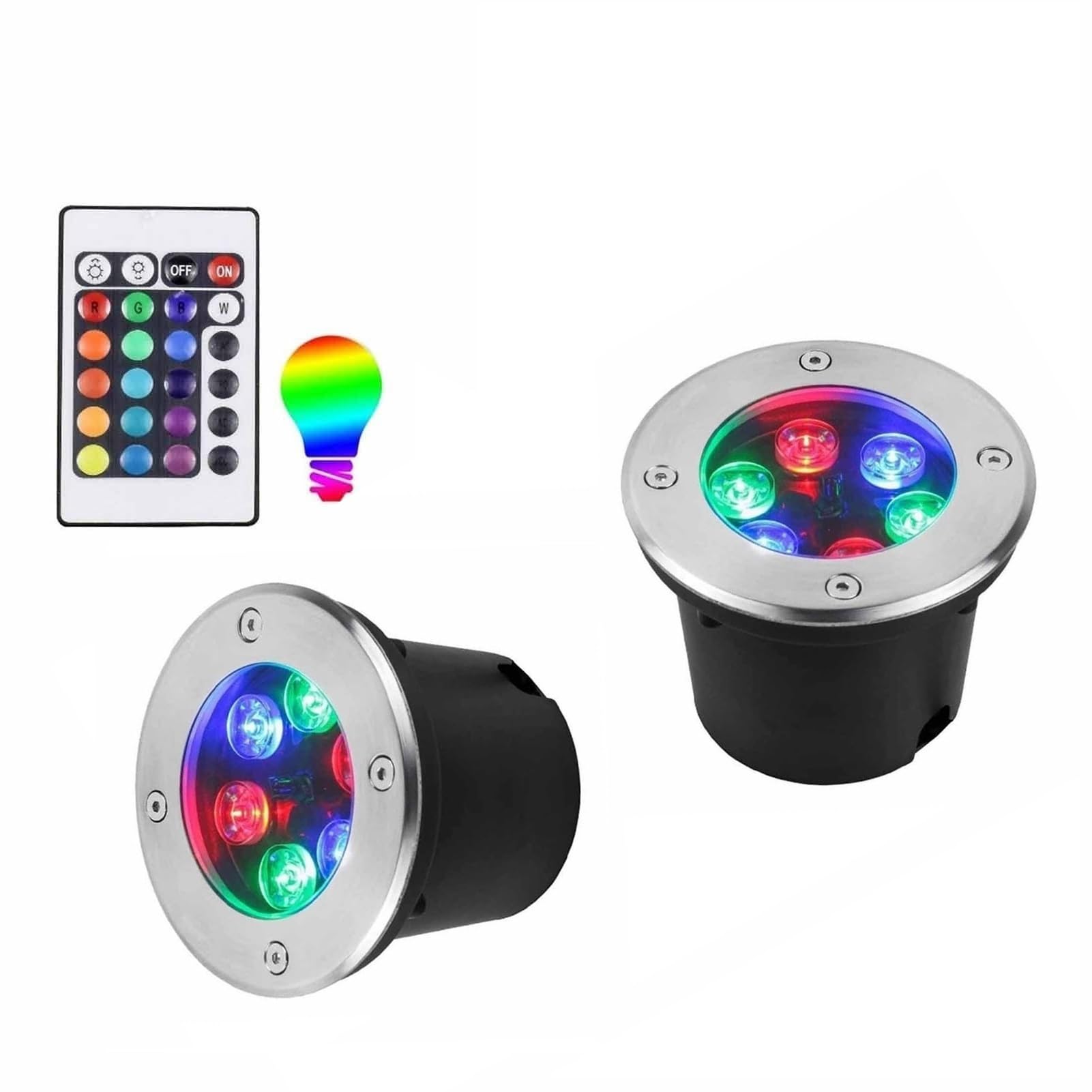 2pcs Foco LED Piscina, RGB Luces De Paisaje Submarino, Foco De Tierra LED Con Control Remoto IP68 Lámpara De Jardín Enterrada A Prueba De Agua Foco LED Empotrado Bajo El Agua Que Cambia De Color ( Col