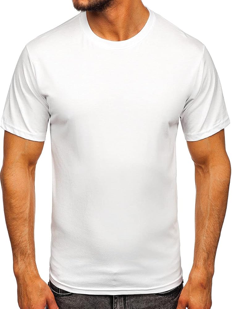 T- Shirt Basic Uomo In Cotone Elastico Blu Avion Slim Fit Girocollo Con Cucitura In Tinta Made In Italy - Foto 4