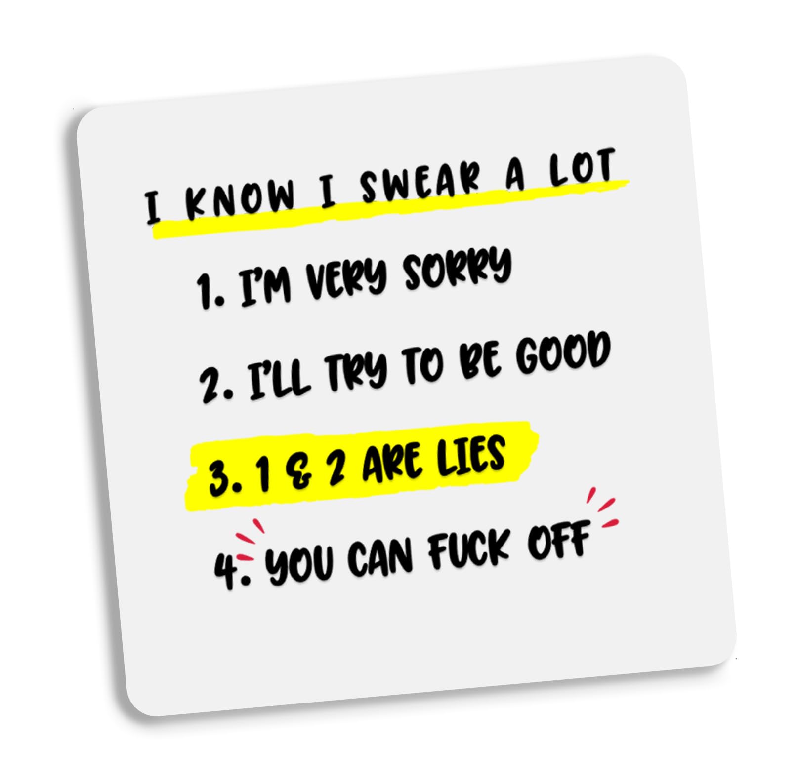 Colourbat Mixed I Know I Swear A Lot Funny/Rude Novelty Coaster Bestie Quote