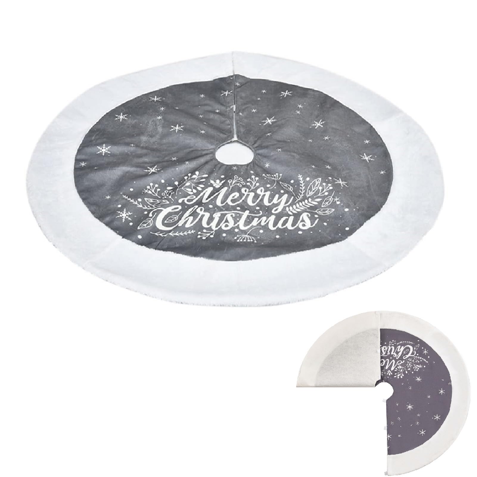 UHAPEER Weihnachtsbaum Rock 90cm - Weißer Plüsch Baumrock Für Weihnachtsdeko