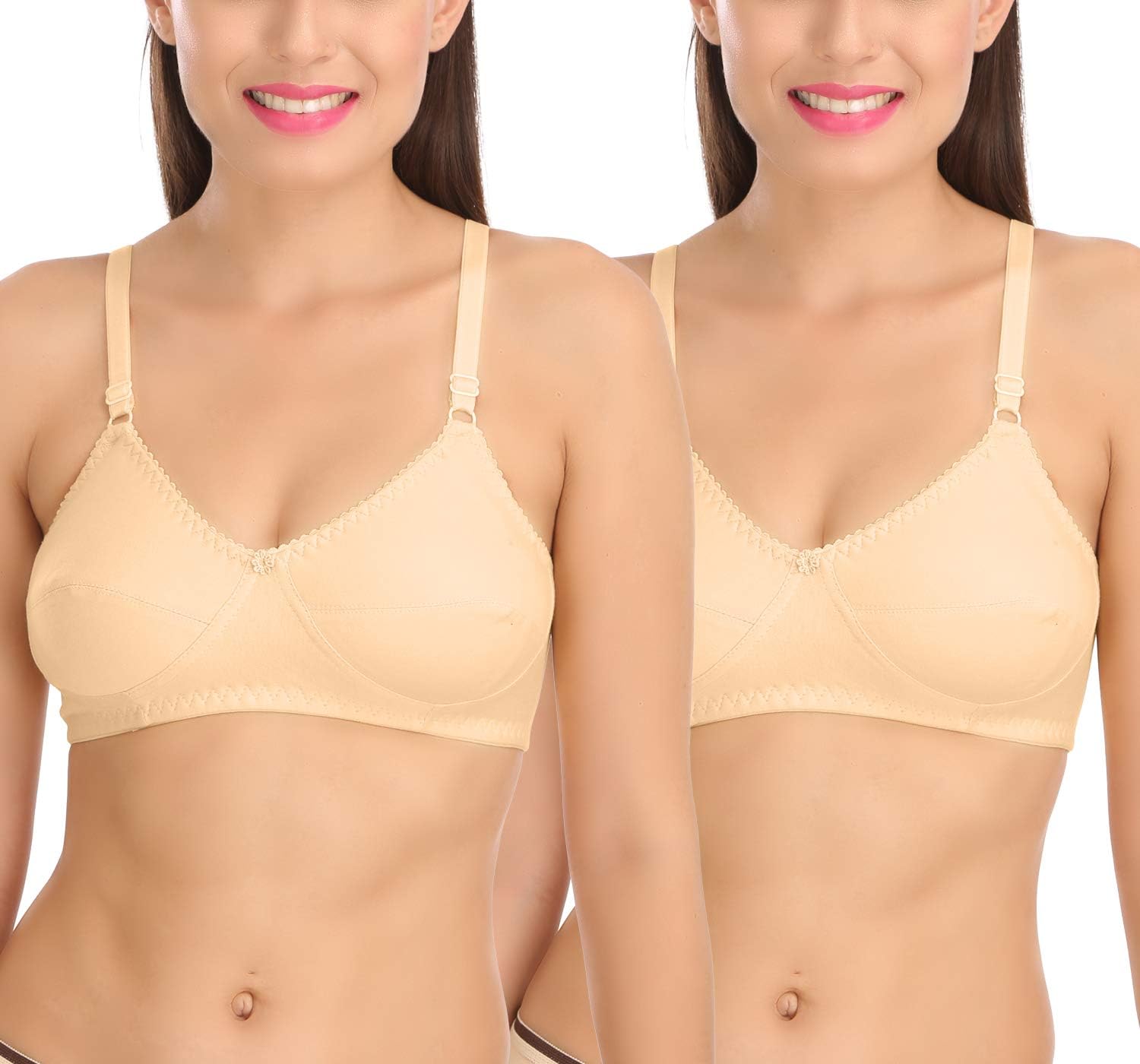 Women's Cancer Bra-1 Full Coverage Non Padded Cotton Mastectomy Bra(Assorted_44D) Pack of 2