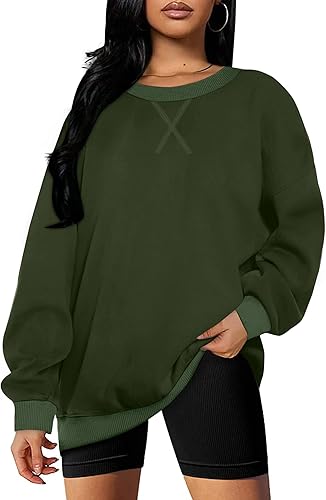 Sudaderas para mujer cuello redondo ajuste holgado camisetas de manga larga para mujer