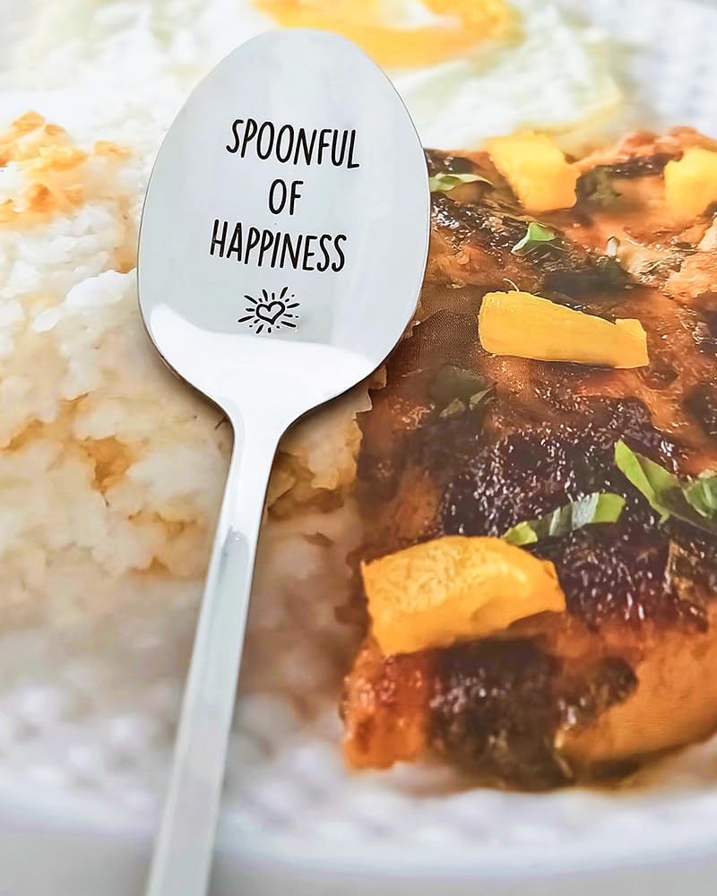 Christmas Birthday Gifts for Women Men Spoonful of Happiness Spoon for Best Friend Husband Grandma Coffee Tea Lovers Gift for Sister Dad Daughter Dessert Sugar Spoons 8 Inch