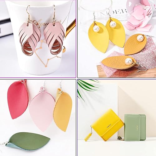 Miniatura 5 de Rollo de hojas de piel sintética color rojo liso liso de 12 x 53 pulgadas, muy adecuado para hacer manualidades, aretes de cuero, lazos, costura