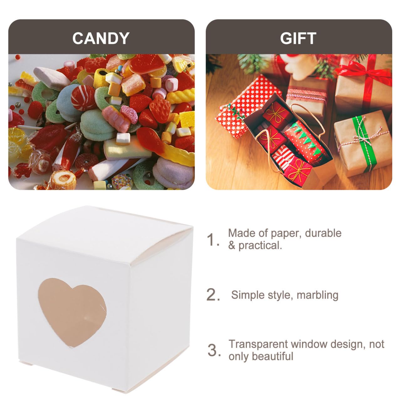 Giftik 50 STKS Cupcake dozen met handvat venster en inserts Set, draagbare opvouwbare Cupcake gebak verpakking dozen voor taart, dessert, gebak, eitaart, muffin, donut, Macaron (wit (2 gat