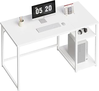 Maihail SZ122BS Gaming Desk with Rack, 120 Desks, White Computer Desk, PC Desk, Gaming Desk, Counter Table, Study Desk, Furniture, Computer Rack, Table Width 47.2 x Depth 21.7 inches 120 x 55 cm,
