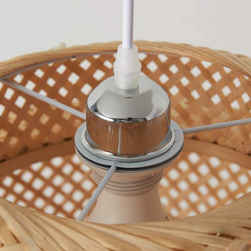 Bracket Light 1-Light Farmhouse Pendant Chandelier Farmhouse Wooden Hanging Island Lighting Fixture Retro Industrial for Kitchen Dining Room Bamboo Weaving Stainless Steel Bracket Light