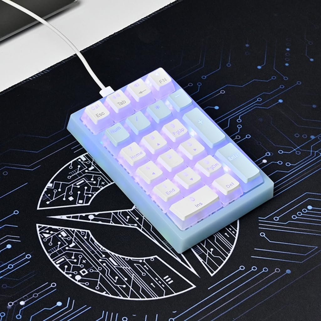 Teclado numérico mecánico de 21 teclas, teclado numérico intercambiable en caliente, con cable, retroiluminado, USB C, teclado numérico para laptop, computadora de escritorio