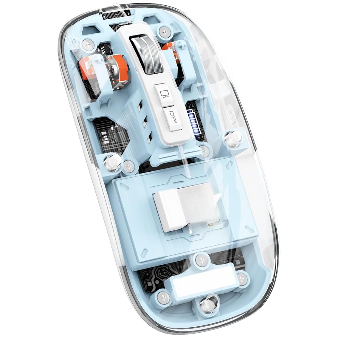 Pureview Transparent Wireless and Bluetooth Rechargeable Mouse, USB Receiver,LED Battery Magic Silm for Office/PC/Mac/Laptop/Apple/ipad(Space Blue)-picture-14