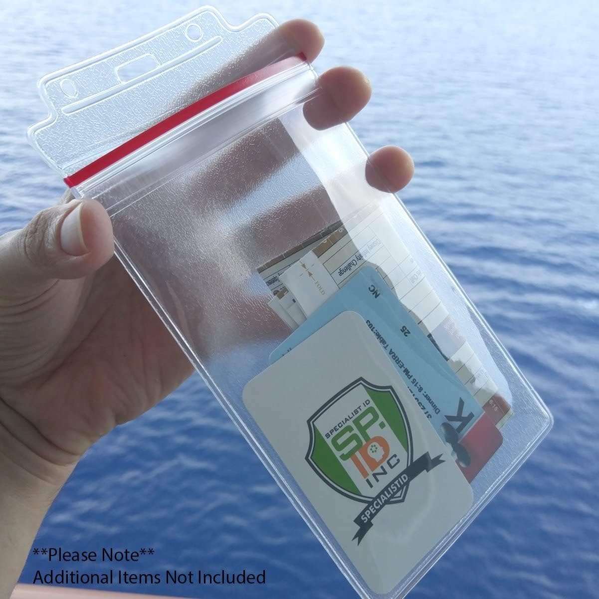 Bulk 100 Pack - Extra Large Waterproof Badge Holder - 4 X 6 Inch Passport & International Immunization Card - Heavy Duty Resealable Zip Top Closure by Specialist ID (Great for Cruise Essentials)