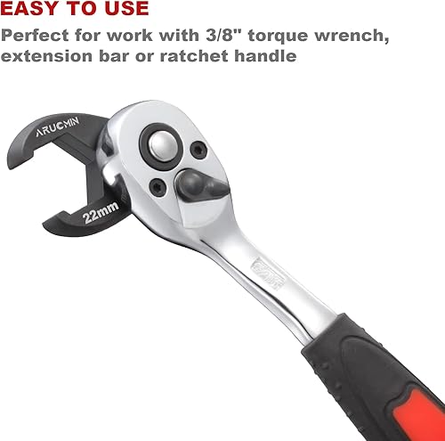 Miniatura 3 de ARUCMIN Juego de llaves de tuerca de cabeza de cruz de 38 pulgadas juego de llaves de pie de cruz de acero cromado vanadio SAE y métricas de 18