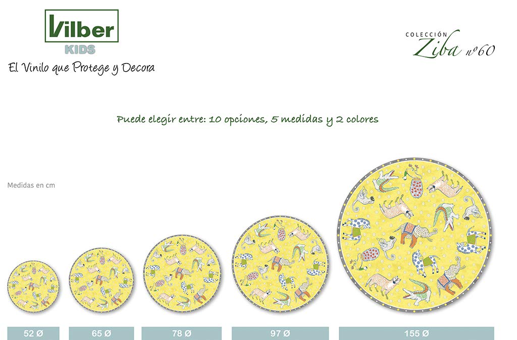 VILBER Kids - Tappeto in vinile per bambini, ZIBA, colore 60, diametro 155 cm, 2 colori e 5 misure