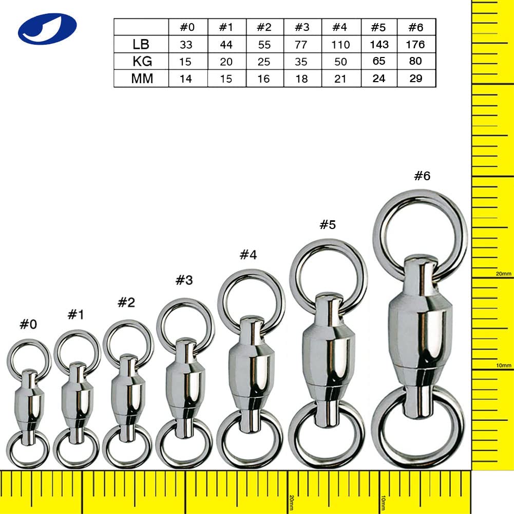 10/20/30/40/50 Pcs Ball Bearing Swivel Snaps Stainless Steel Welding Rings Silver Finish Super High Strength Saltwater Big Game Fishing (#5, 50 pcs)