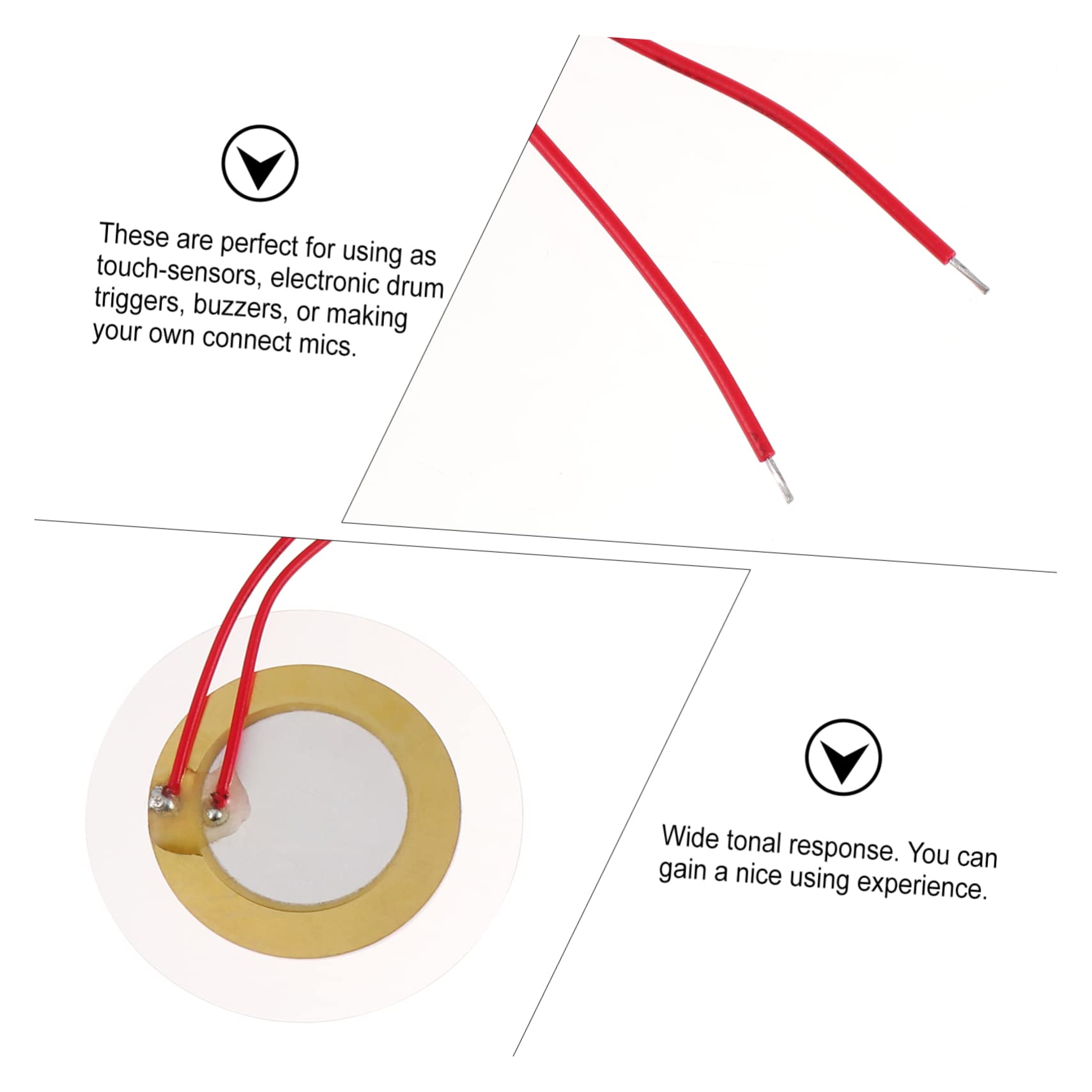 FAVOMOTO 20pcs Buzzer Transducer Piezo Microphone Piezo Discs Micphone Micrófono Drum Guitarra Para Niños Mircophone Trigger Drum Disc Drum Mics Acoustic Pickup Music Copper Amplifier