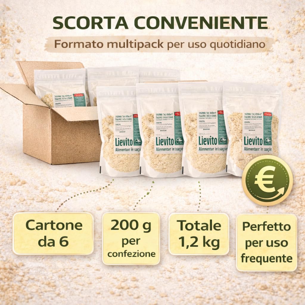 Stella | Lievito Alimentare Nutrizionale in Scaglie | Lievito in Fiocchi Proteico | Condimento per Zuppe e Piatti Vegan 6 x 200g