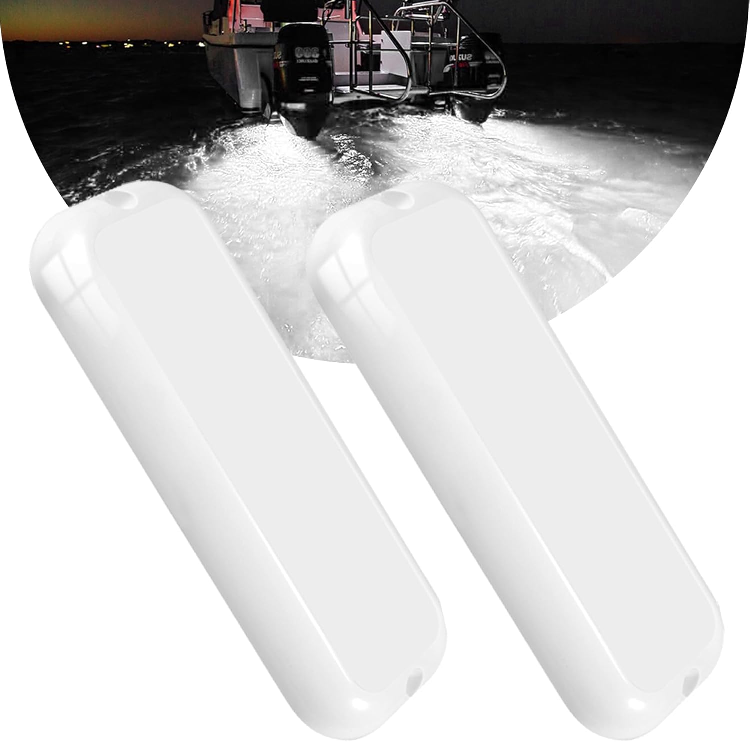 Goldlife B5 Marine Underwater Boat Lights, White 2x3000LM 90LED 6.5" 10-30V IP68 Waterproof, Pure White Look, Soft Lighting for RV Boat Exterior Interior Transom Pontoon Deck Yacht Stern Fishing