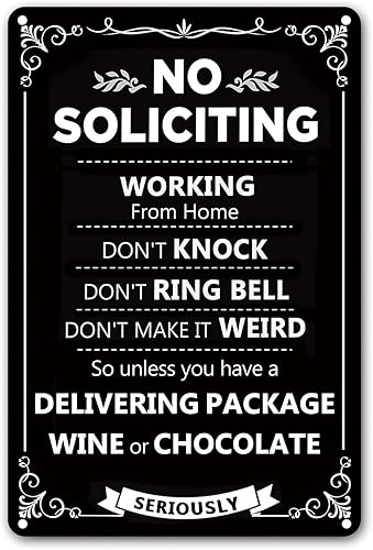 Miniatura 11 de Letrero de metal con texto en inglés "No Soliciting Funny, No Soliciting Violators Will Be Sacrificed to The Old Gods Not The New", decoración