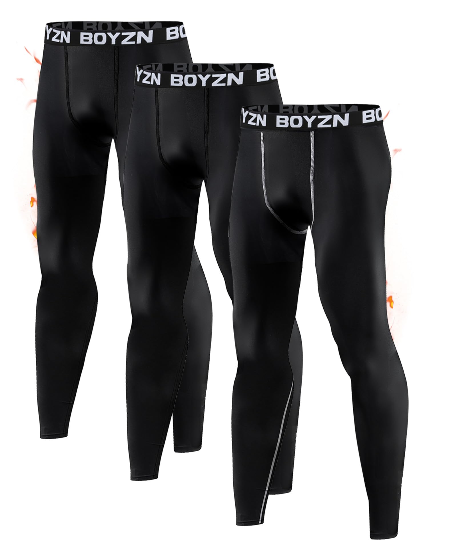 Boyzn Paquete de 2 Pantalones Deportivos de Compresión para Hombre, Mallas de Capa Base Activa Leggings de Entrenamiento y Correr con Bolsillos