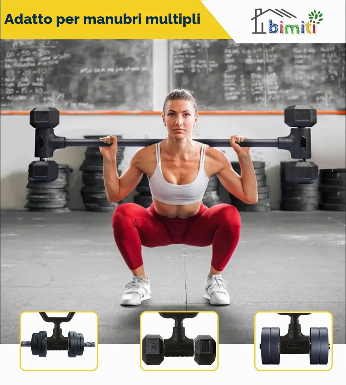 Bimiti Convertitore di manubri a barra regolabile per sollevamento pesi - Accessori che supportano fino a 175 libbre per palestra