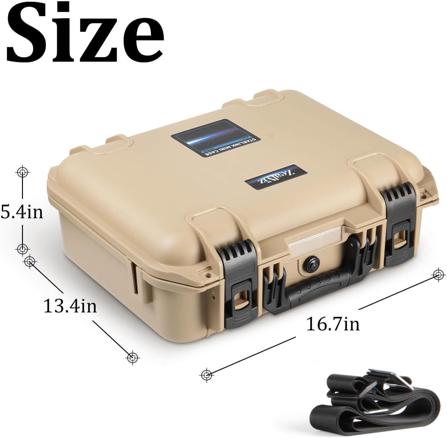 Waterproof Hard Carrying Case for Starlink Mini with Foam, Tan, 16.7x13.4x5.4 Inches, IP67 Protection for Travel Camping Hiking