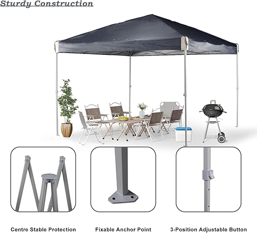 Miniatura 4 de Aoodor Tienda de campaña desplegable de 10 x 10 pies, sombra instantánea portátil para camping, fiestas y eventos al aire libre, marco de hierro