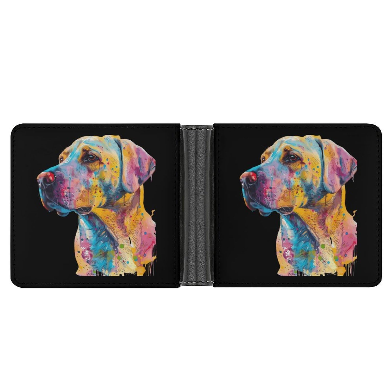 Watercolor Labrador Retriever Funny Men's Slim Bifold Wallet with Multiple Card Slots Front Pocket Purse