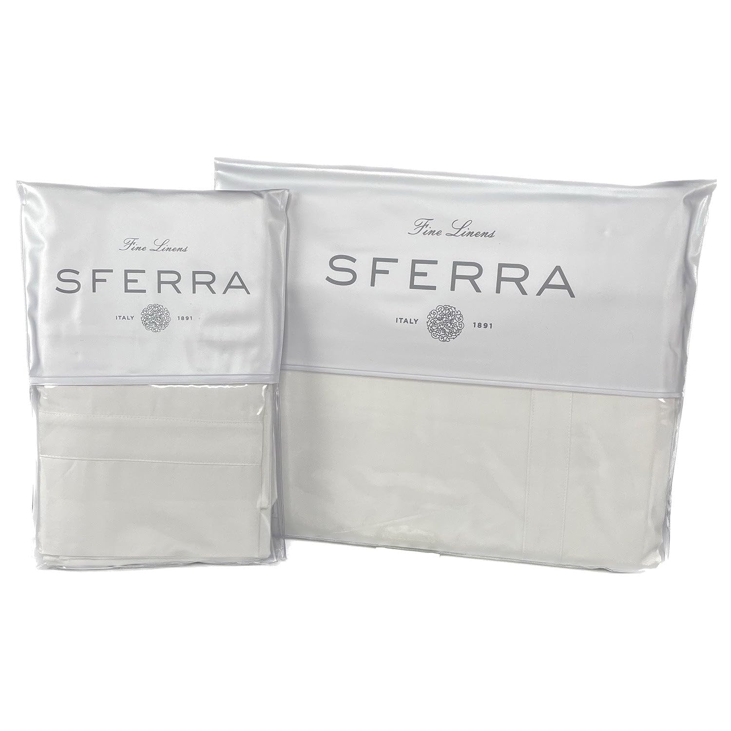Sferra Estate Collection - 100 Long-Staple 200 Thread Count Cotton Percale with Sateen Appliqu - Cooling Soft and
