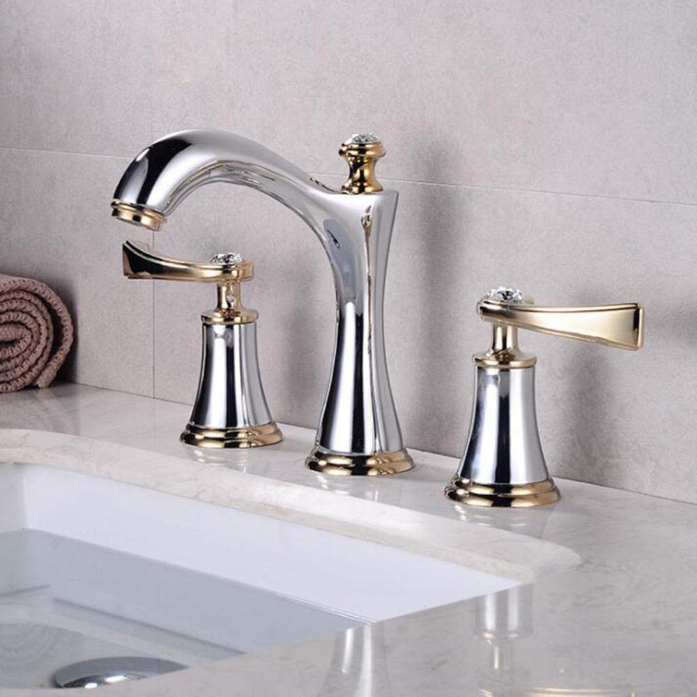 Robinet mitigeur de lavabo anti-corrosion en laiton massif à 3 trous pour fuites résolues