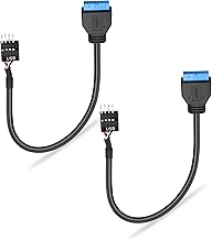 GINTOOYUN Lot de 2 câbles USB 3.0 vers USB 2.0 pour carte mère USB3.0 19/20 broches mâle vers carte mère 9 broches USB2.0 Câble femelle pour carte mère, carte mère 9 broches Câble USB 2.0 etc. (style